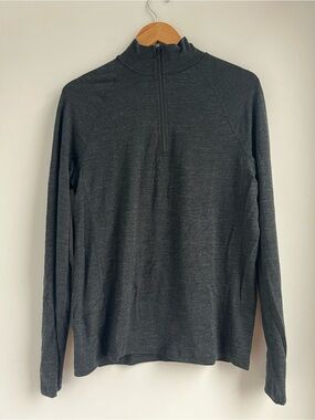 Ibex 100% Merino Wool Quarter Zip Pullover Black Long Sleeve Mens Size Medium